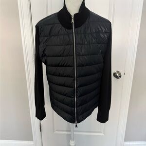 Quince Black Puffer Jacket with Cashmere Sleeves